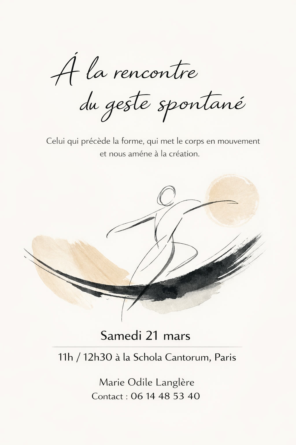 Affiche de l'atelier À la rencontre du geste spontané, 21 mars 2026